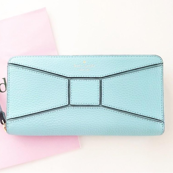 kate spade Handbags - KATE SPADE NEDA Bridge place bow ribbon large wallet zip around blue hydrangea